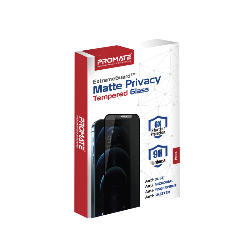 PROMATE Screen Protector ExtremeGuard™ Matte Privacy Tempered Glass - APEX Series - Xmas Deal !!!