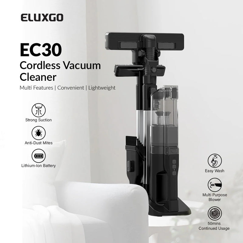 ELUXGO Brushless DC Motor Pro-Cyclone Powerful and Lightweight Cordless Vacuum Cleaner - EC30 - IN STOCK