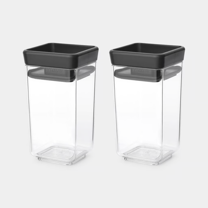 BRABANTIA Tasty+ Set of 2 - 0,15L Stackable Glass Jar, Dark Grey -  101137