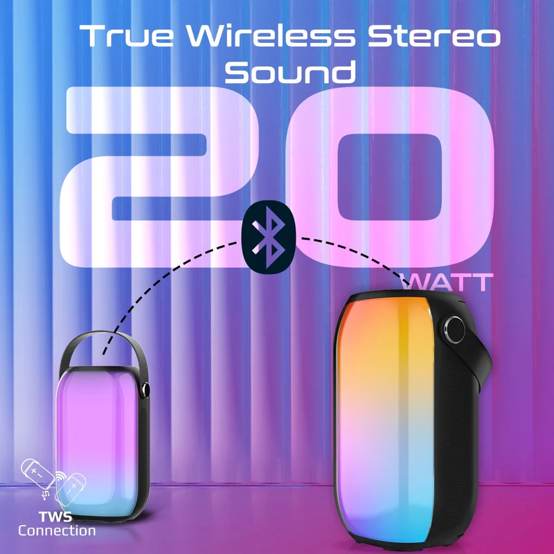 PROMATE LumiSound™ HD 20W RGB True Wireless Bluetooth v5.3 Speaker - Spectro-20 - New Arrival