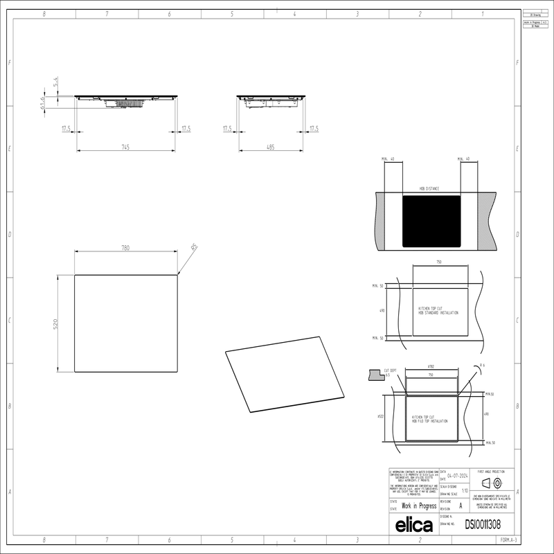 ELICA 80cm Induction Hob with Black Glass  - Primis 804 Plus - Incoming in April 2025